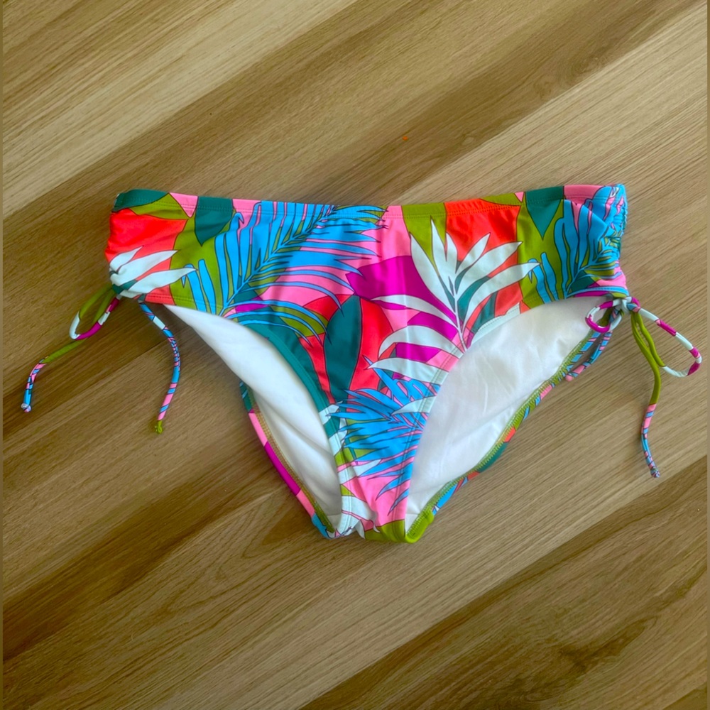 Xhilaration Tropical Palm Print High Waist Bikini Bottoms Pink Blue Green 2X